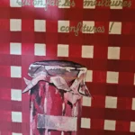 Détail peint d’un pot de confiture sur le confiturier relooké